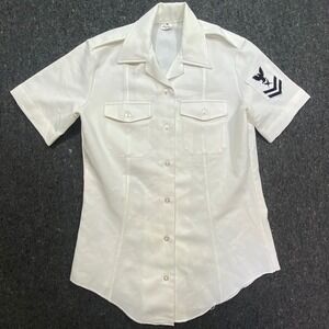 Creighton Vintage Military Men 34 White US‎ Navy Short Sleeve Button Down Shirt